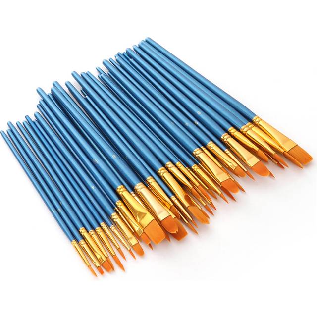 50 st Nylon hårfärgspenslar Set Artist Paintbrush Lot Multiple Mediums Penslar för akvarell Pack of 50 svart