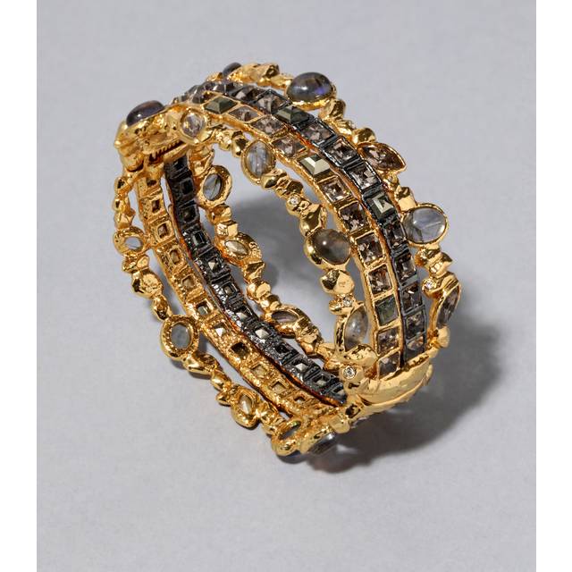 Alexis Bittar Archive Nugget With Labadorite Doublet Stones And Crystal Bracelet in Gold  | Statement Jewelry from Alexis Bittar (One Size)