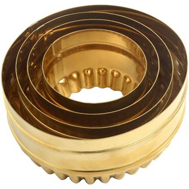Brass Round Fluted Cookie Cutters 4 Piece Set