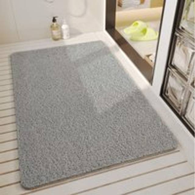 Cyslmuk - 1pc (40x60cm, Grey) Non-Slip Shower Mat with Drainage Holes, Quick Drying and Mildew Resistant Soft and Comfortable Loofah Bath Mat for Wet