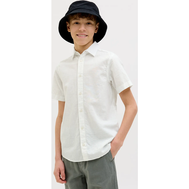 JACK & JONES Jjbreeze Linen Blend Shirt Ss Sn Jnr |Vit |164
