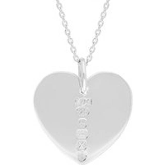 Sterling Silver Queen's Jubilee Hallmark Polished Heart Large Pendant Necklace D - Silver