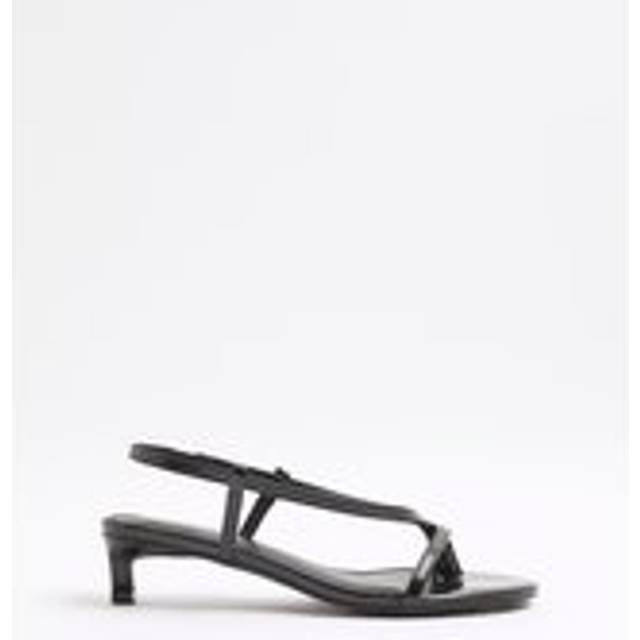 River Island Womens Black Strappy Toe Thong Kitten Heel Sandals - 3