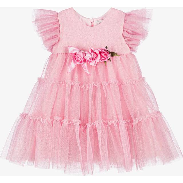 Monnalisa Girls Pink Glittery Tulle Dress - 36 month