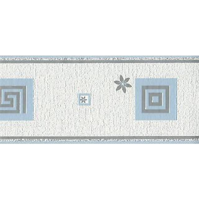 AS Creation Greek Key Floral Blue Silver Wallpaper Border  Vinyl