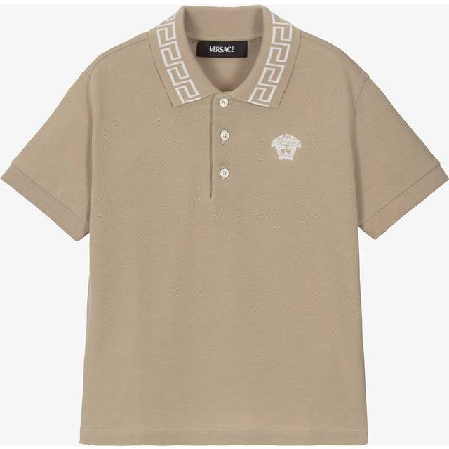 Versace Boys Beige Cotton Polo T-Shirt - 14 year