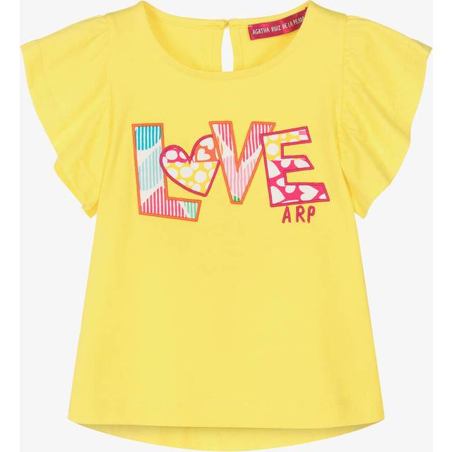 Agatha Ruiz De La Prada Girls Yellow Love Logo Cotton T-Shirt - 14 year