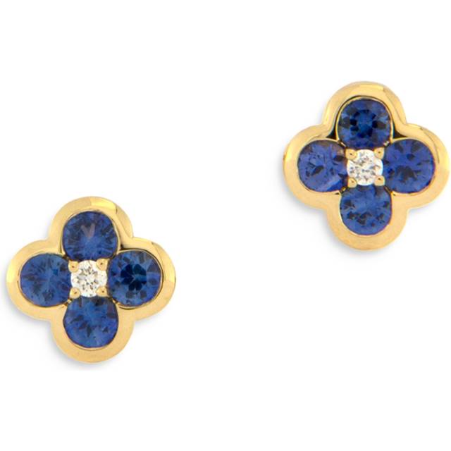 Bloomingdale's Fine Collection Sapphire & Diamond Bezel Clover Stud Earrings in 14K Yellow Gold