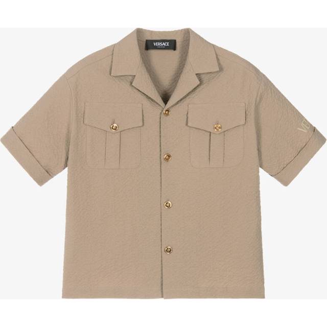 Versace Junior Boys Beige Seersucker Shirt - 8 year