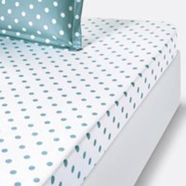 Clarisse Polka Dot 100% Cotton Flannel Fitted Sheet - pale green/white - KING (160X200cm)