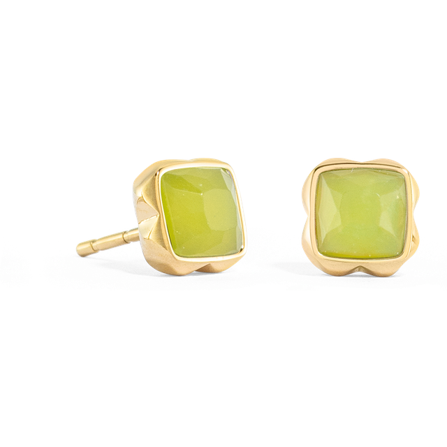 COEUR DE LION Birthstone August Ohrringe Grüner Jade Gold