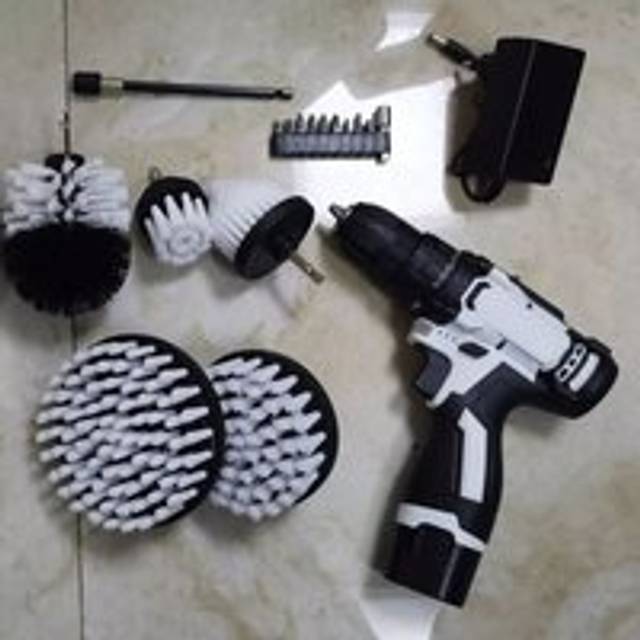 Day Plus - Electric Drill Cordless Drilling Screwdriver Handheld diy Screwdriver Brush Set