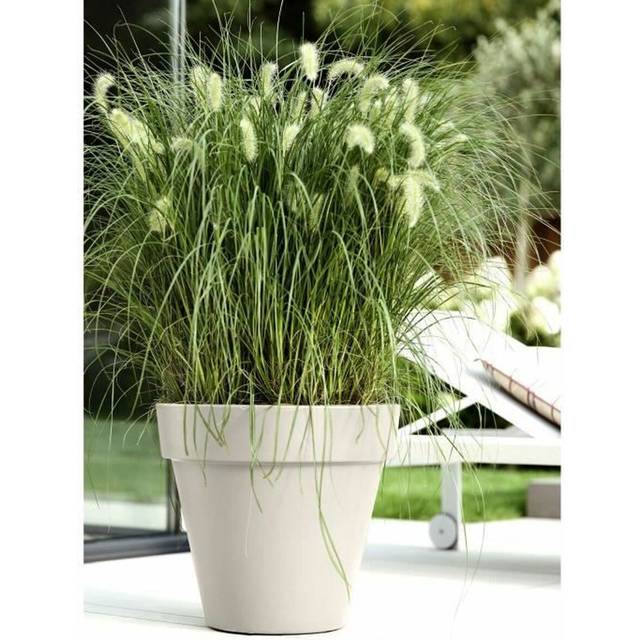 Pure Round 40cm Linen White Flower Pot for Plants Indoor Outdoor UV Resistant