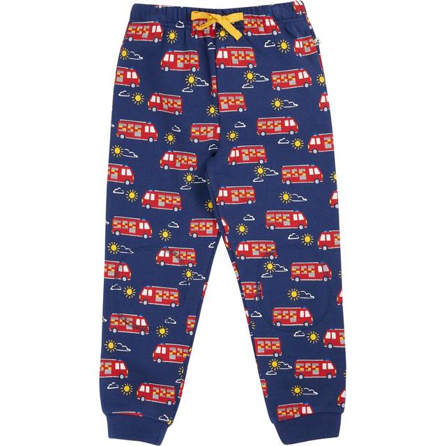 Frugi Kids' Snuggle Organic Cotton Fire Engine Crawler Joggers, Blue Navy