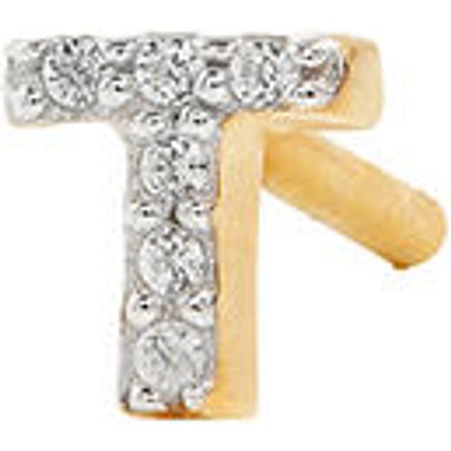 Pave Initial Single Stud Earring - Initial T | 18ct Gold Vermeil/Cubic Zirconia