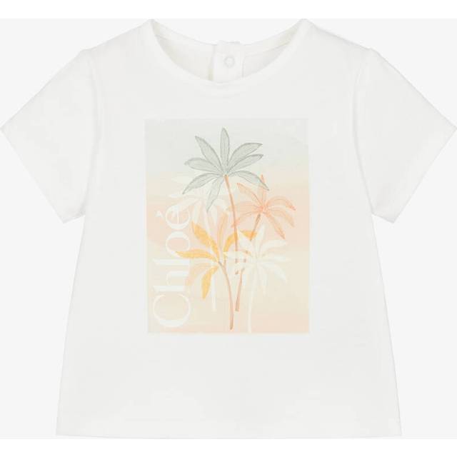 Chloé Girls Ivory Cotton Palm Tree T-Shirt - 9 month