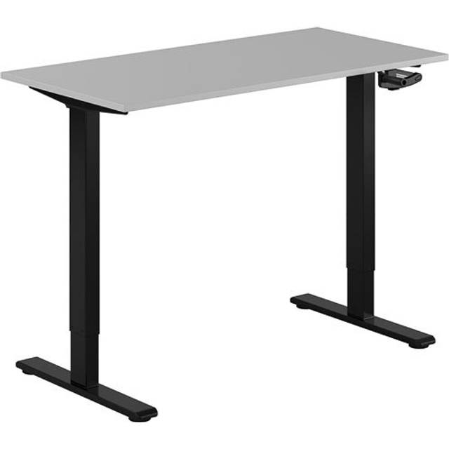 Höj och sänkbart skrivbord, vev, svart stativ, grå bordsskiva 120x60cm