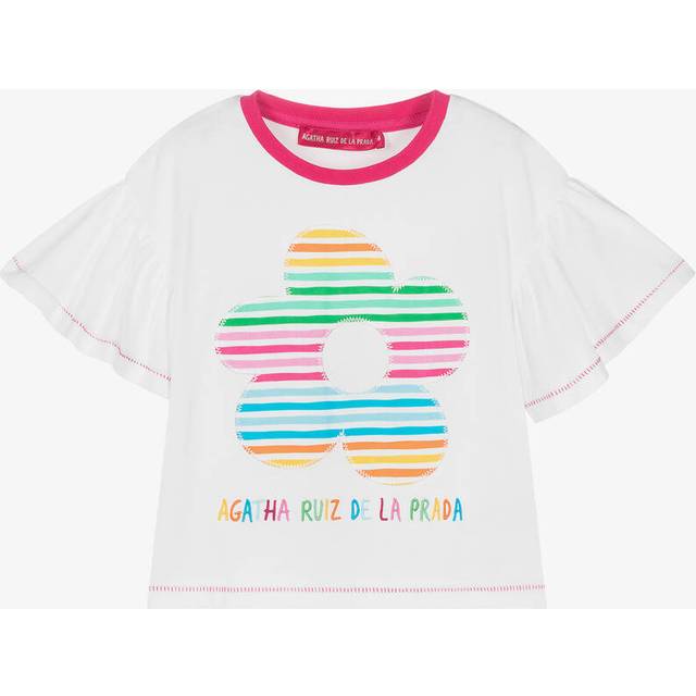 Agatha Ruiz De La Prada Girls White & Colourful Flower T-Shirt - 3 year