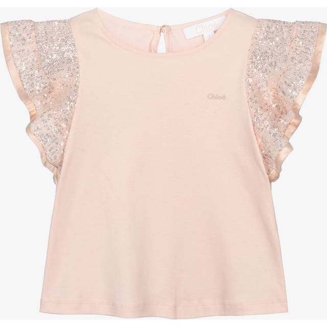 Chloé Girls Pink Cotton Sequin T-Shirt - 5 year