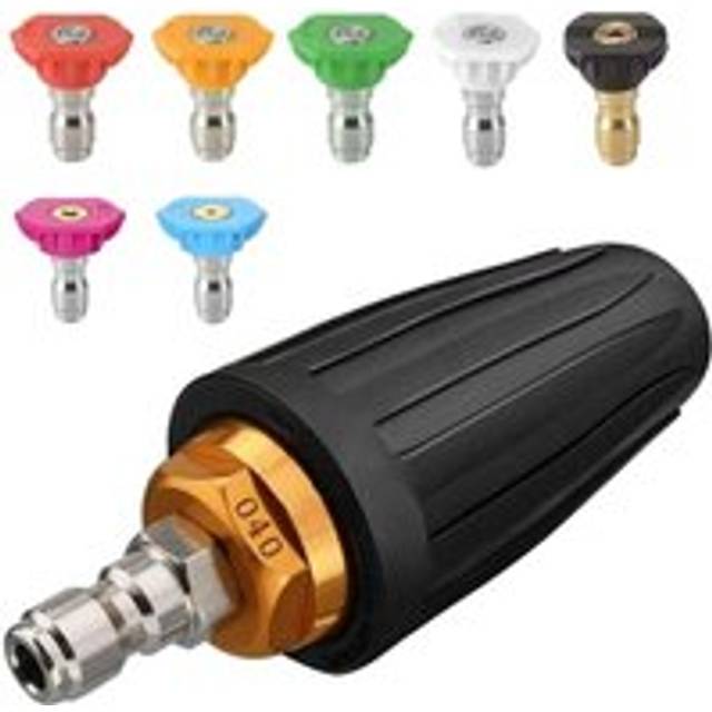 Turbine Nozzle for Pressure Washers, Rotating Nozzle and 7 Nozzles, 1/4' Quick Connect, 4000 Psi, Black, Pressure Washer Jet Kit, High Pressure
