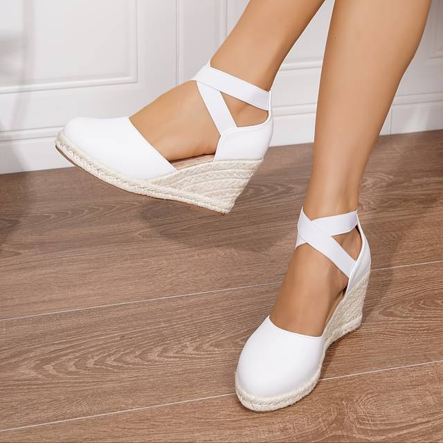 TEMU 1 Pair Women's Comfortable Slip-on Casual Wedge Sandals, Color, Round Toe, High Platform Heel, , Upper & Lining, Tpr Sole, Fabric Insole