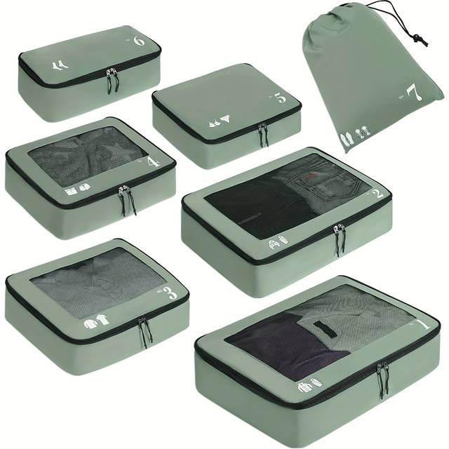 TEMU 7pcs Packing Cubes For Suitcase Travel Organiser Bags Includes Shoe Bags & Luggage Organiser Pouches For Efficient Travel Storage