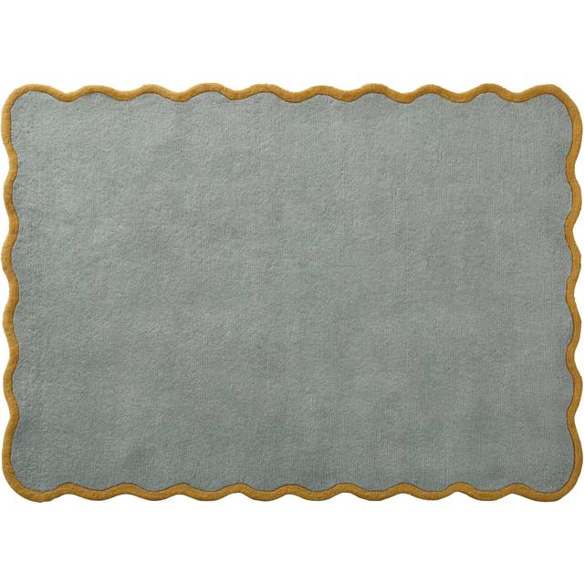 Origins Scalloped Blue Wool Short Pile Rug - 230x160cm