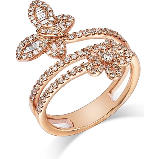 Bloomingdale's Fine Collection Diamond Butterfly & Flower Bypass Ring in 14K Rose Gold, 0.57 ct. t. w.