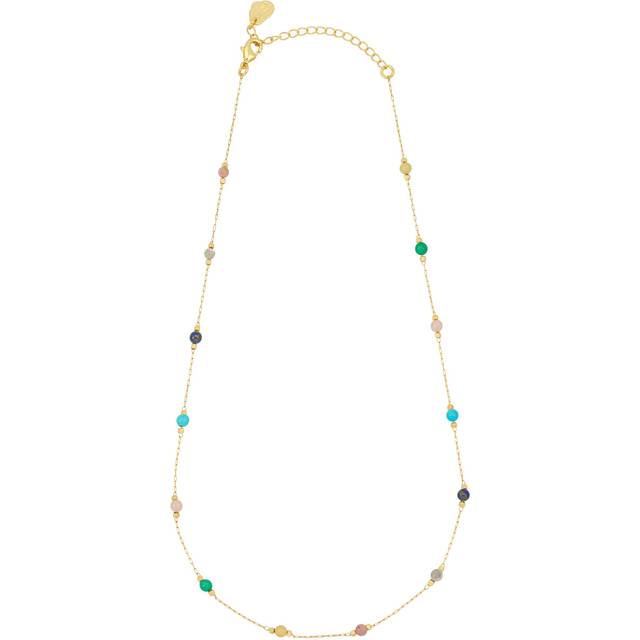 Estella Bartlett Gemstone Station Necklace, Gold