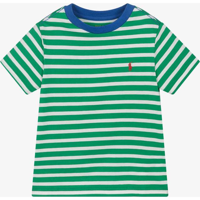 Ralph Lauren, T-Shirts, male, Green, 18 M, Striped Logo T-Shirt