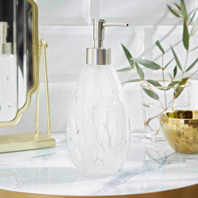 Confetti Glass Soap Dispenser - White