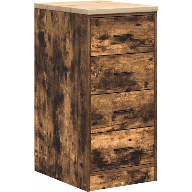 Garage Storage Cabinet Artisan Oak 40X51x85 Cm Solid Wood Pine - Smoked Oak (85cm H X 40cm W X 51cm D)
