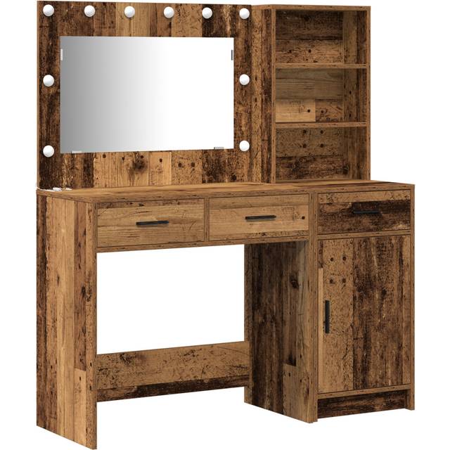 Union Rustic 2 Piece Dressing Table Set with LED Engineered Wood Old Wood 135cm H X 78.5cm W X 41cm D
