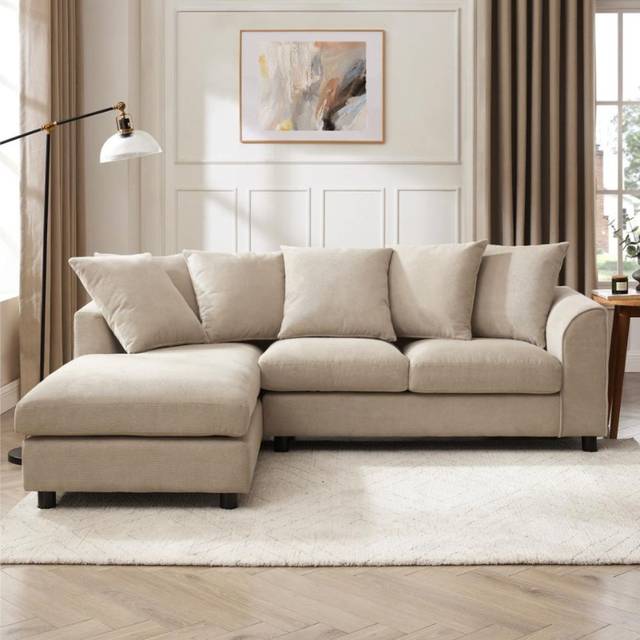 Fenwick Corner Sofa - Beige (83cm H X 212cm W X 85cm D)