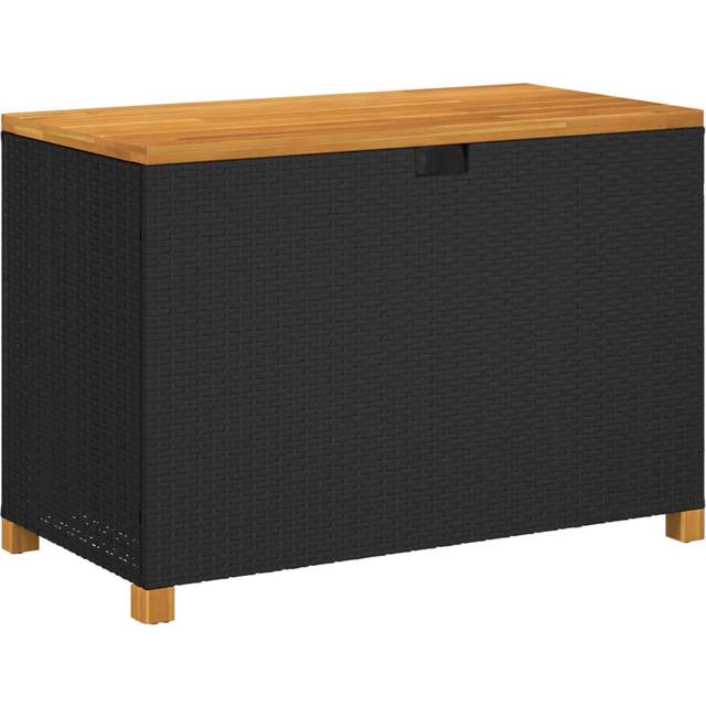 Garden Storage Box 110X55x63 Cm Poly Rattan Acacia Wood - Brown (63cm H X 110cm W X 55cm D)