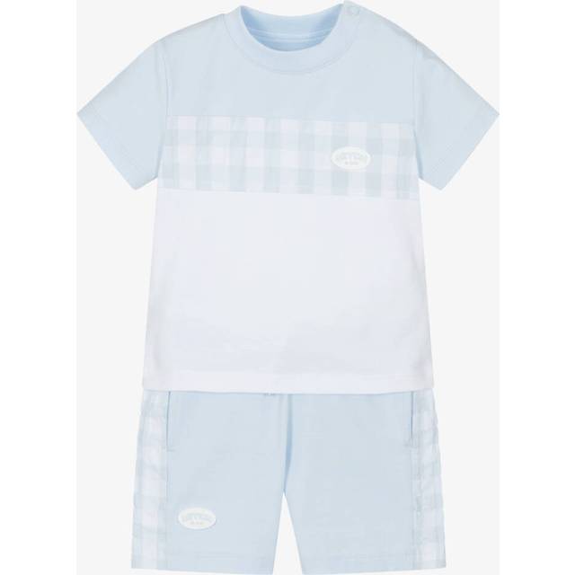 Mitch & Son Boys Blue Gingham Check Shorts Set - 18 month