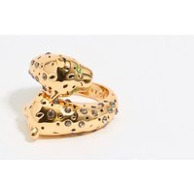 Gold and black panther ring - GREEN - 16