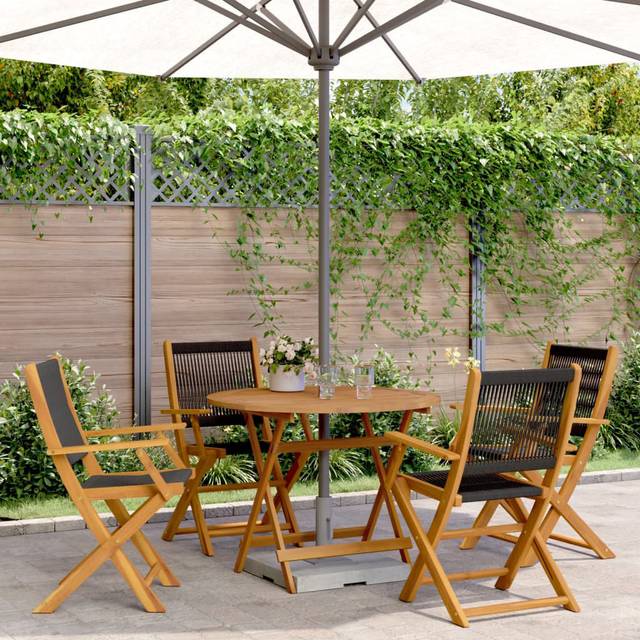 Round 4 - Person 90cm Long Dining Set - Black (4)