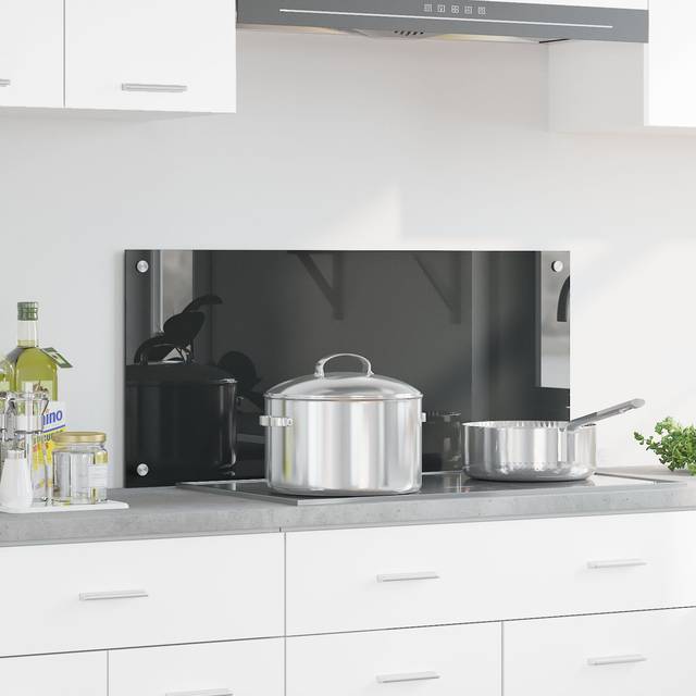 Vidaxl - Kitchen Backsplash in Dark Grey - 90x40x0.6 cm Tempered Glass