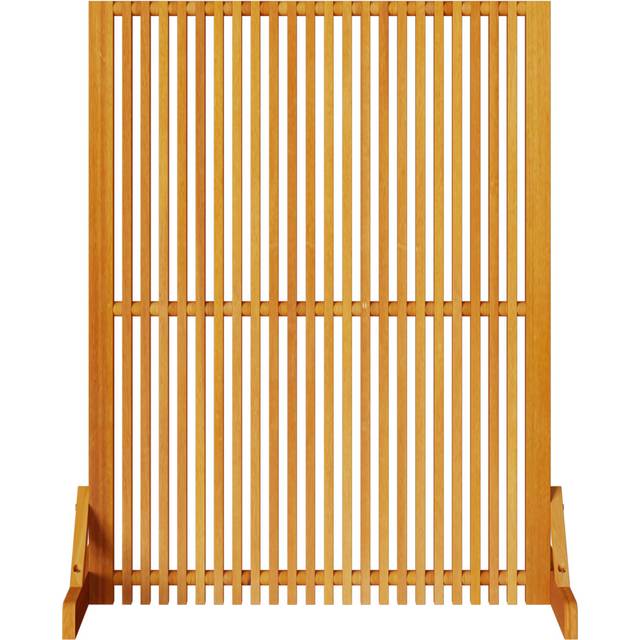 Privacy Screen Brown Solid Acacia Wood With An Oiled Finish, Steel (110cm H x 79.5cm W x 50cm D)