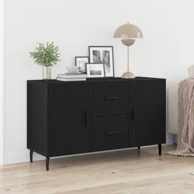 Sideboard Black Oak Wood 100 Cm Width Buffet Rectangular (60cm H X 100cm W X 36cm D)