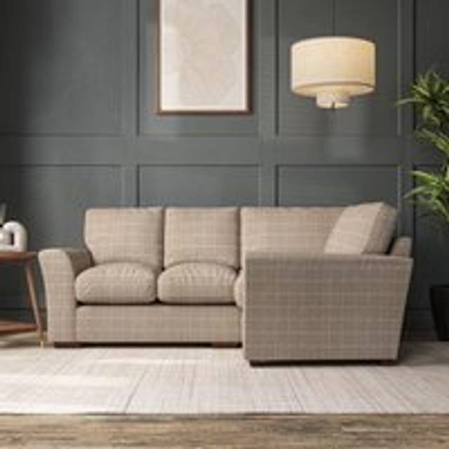 Lena Small Corner Sofa - Check Natural