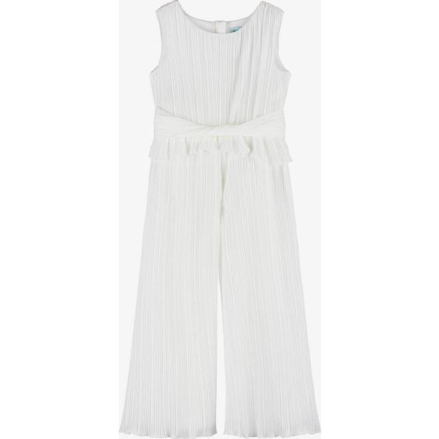Abel & Lula Girls Ivory Plissé Jumpsuit - 10 year