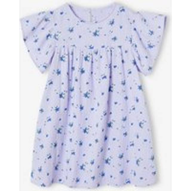 Cotton Gauze Dress with Floral Print, for Girls lavender