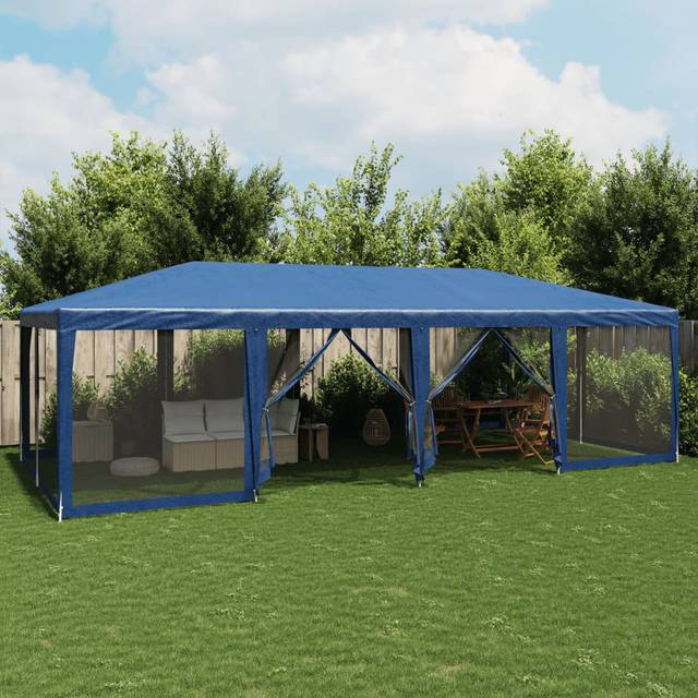 Manatuto 3m x 3m Steel Party Tent - Blue (268cm H x 800cm W x 400cm D)