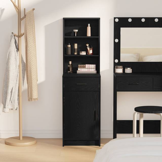 Latitude Run Black Oak Engineered Wood Medium Sideboard Rectangular Modern Black Oak 135cm H X 40cm W X 41cm D