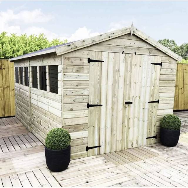 Solid Wood Tongue & Groove Reverse Apex Storage Shed