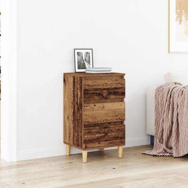 Bedside Cabinet Old Wood Reclaimed Wood Medium Bedside Table (70cm H X 40cm W X 35cm D)