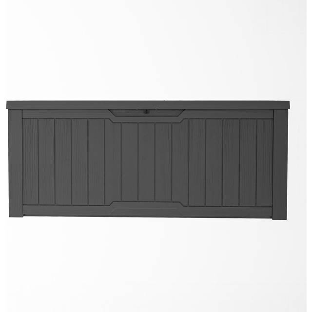 450L Dark Grey Garden Storage Box Large Deck Box (60cm H X 142.1cm W X 67.6cm D)