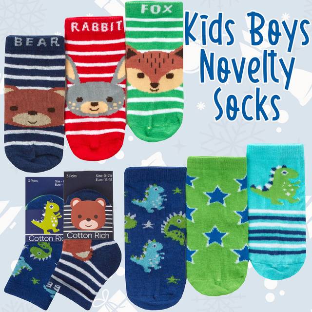 (Dino - 3 Pairs, 0-0) Baby Boys Crew Socks Cute Pattern Cotton Rich Woodland Dinosaur Socks Size From 0-0 Up To 3-5.5